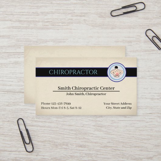 Chiropractic Chiropractor Clinic Business Card Visitenkarte (Vorderseite/Rückseite Beispiel)