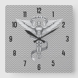 Chiropractic Emblem Logo Wall Clock Quadratische Wanduhr