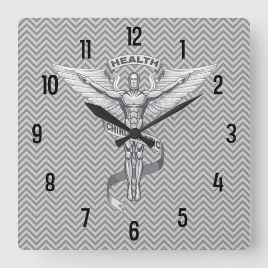 Chiropractic Emblem Logo Wall Clock Quadratische Wanduhr (Vorderseite)