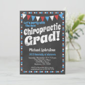 Chiropractic Graduation Party Einladung Red Blue (Stehend Vorderseite)