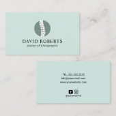 Chiropractic Spine Logo Chiropractor Minze Green Visitenkarte (Vorne/Hinten)