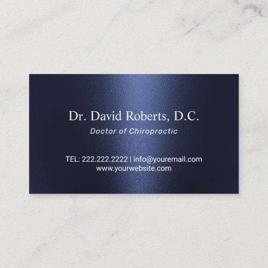 Chiropractic Spine Logo Navy Blue Chiropractor Visitenkarte (Rückseite)