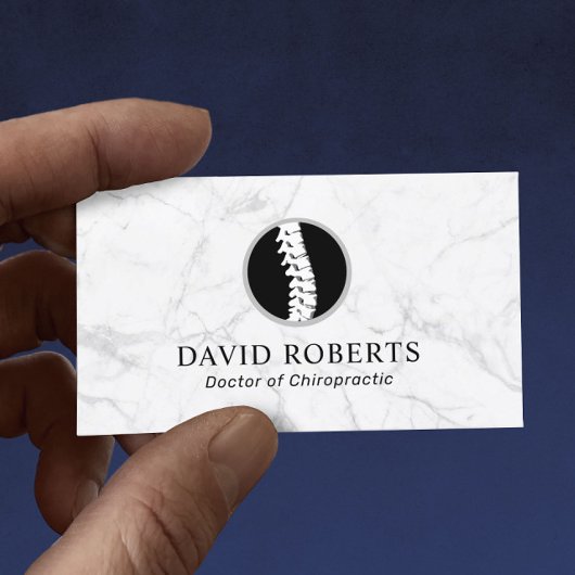 Chiropractic Spine Logo Trendy Marble Chiropraktik Visitenkarte