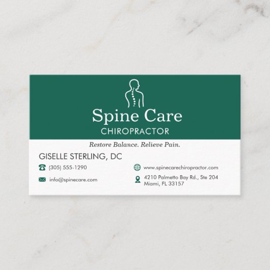 Chiropractor Spine Care Office Icon Visitenkarte (Vorderseite)