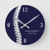 Chiropractor Spine Therapy Navy Runde Wanduhr (Vorderseite)