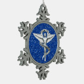 Chiropraktik-Emblem-Zinn-Schneeflocke-Verzierung Schneeflocken Zinn-Ornament (Links)