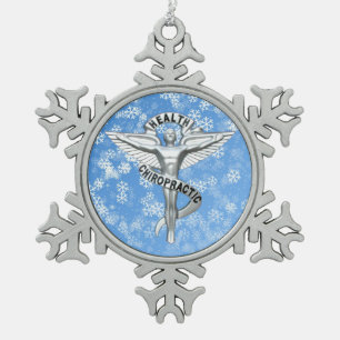 Chiropraktik-Emblem-Zinn-Schneeflocke-Verzierung Schneeflocken Zinn-Ornament