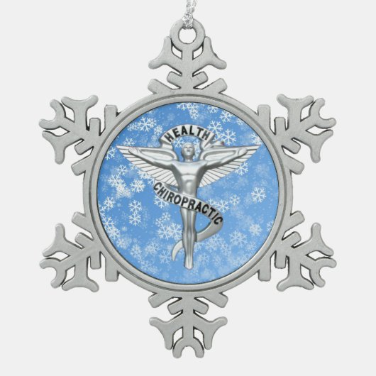 Chiropraktik-Emblem-Zinn-Schneeflocke-Verzierung Schneeflocken Zinn-Ornament (Vorderseite)