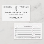 Chiropraktik-Logo-Chiropraktor-Verabredungs-Karten Terminkarte (Vorne/Hinten)