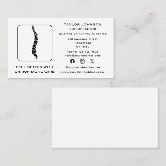Chiropraktiker Chiropraktische Typografie Social M Visitenkarte (Vorne/Hinten)