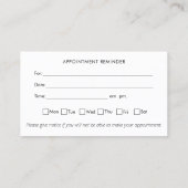 Chiropraktiker Erinnerung Visitenkarte (Rückseite)