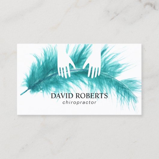 Chiropraktiker Hands & Feather Visitenkarte (Vorderseite)