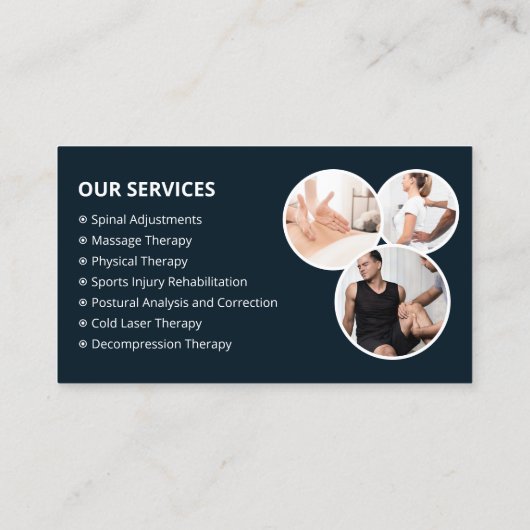 Chiropraktiker Therapeut Klinik für Chiropraktik Visitenkarte (Rückseite)
