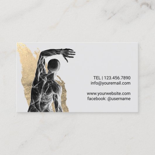 Chiropraktische Anatomie Gold Pinselstrich Chiropr Visitenkarte (Rückseite)