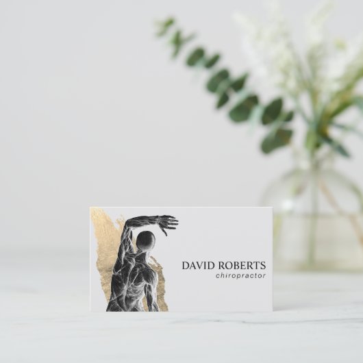 Chiropraktische Anatomie Gold Pinselstrich Chiropr Visitenkarte (Stehend Vorderseite)