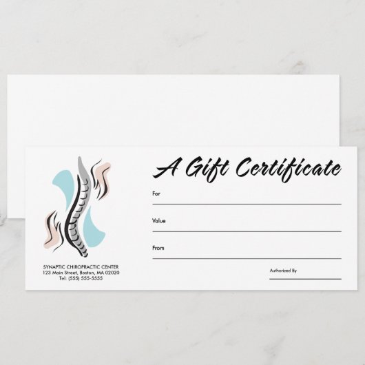 Chiropraktische Geschenkgutscheine (Vorne/Hinten)