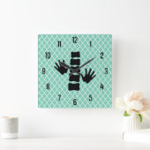 Chiropraktische Handschuhe und Wandleuchte mit Spi Quadratische Wanduhr (Zuhause)