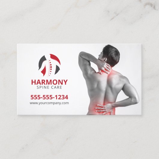 Chiropraktische Massagetherapie Chiropraktor Rot Visitenkarte (Vorderseite)