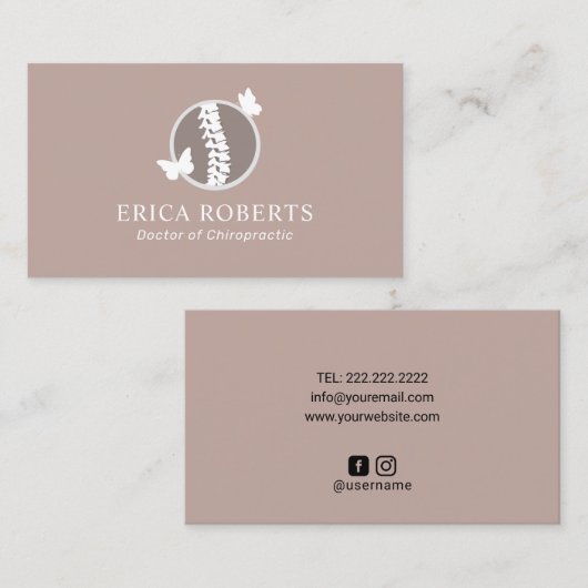 Chiropraktische Spine & Butterfly-Logo Chiroprakti Visitenkarte (Vorne/Hinten)