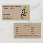 Chiropraktische Terminkarte für das Naturspine-Log (Vorne/Hinten)