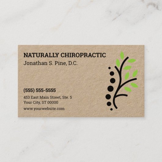 Chiropraktische Terminkarte für das Naturspine-Log (Vorderseite)