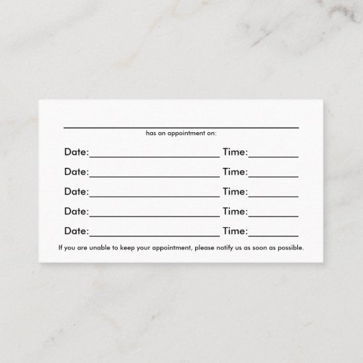 Chiropraktische Terminkarten aus Marmor Terminkarte (Rückseite)