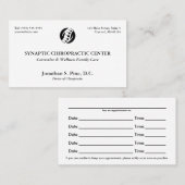Chiropraktische Terminkarten nach traditionellem L Visitenkarte (Vorne/Hinten)