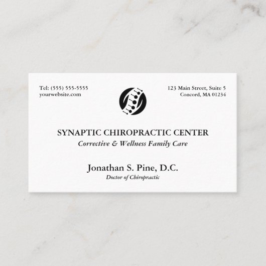 Chiropraktische Terminkarten nach traditionellem L Visitenkarte (Vorderseite)
