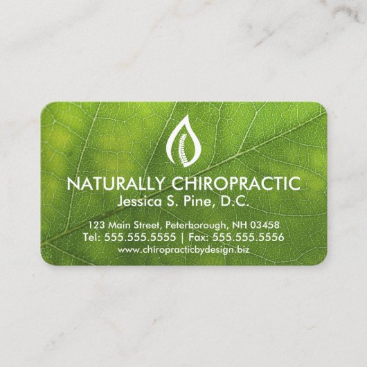 Chiropraktische Visitenkarten für Leaf Texturen/Lo Visitenkarte (Vorderseite)