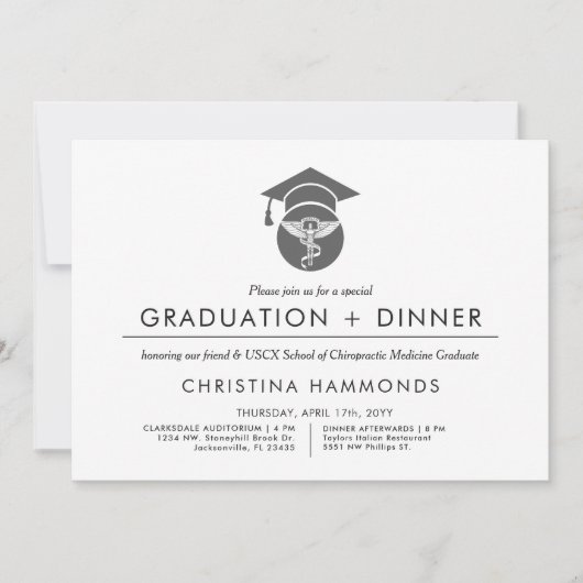 Chiropraktor-Abschluss | Minimalistische Einladung (Vorderseite)