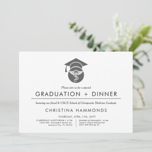 Chiropraktor-Abschluss | Minimalistische Einladung (Stehend Vorderseite)