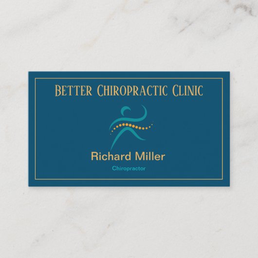 Chiropraktor Blue Gold Business Card Visitenkarte (Vorderseite)