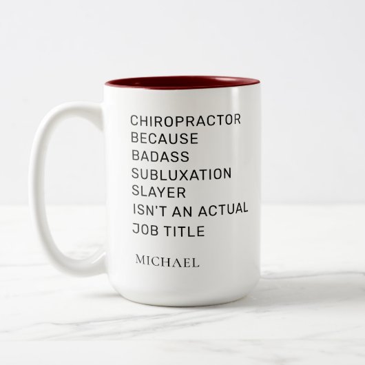 Chiropraktor-Bone-Adjustor-Personalisiert-Beutel Zweifarbige Tasse (Links)