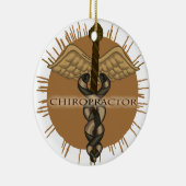 Chiropraktor Caduceus Rundschmuck Keramik Ornament (Rechts)