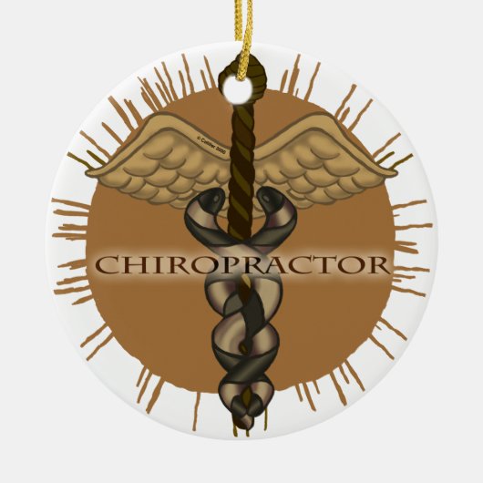 Chiropraktor Caduceus Rundschmuck Keramik Ornament (Vorne)