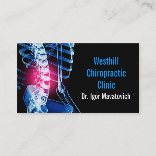 Chiropraktor Chiropractic Health Wellness Clinic Visitenkarte (Vorderseite)
