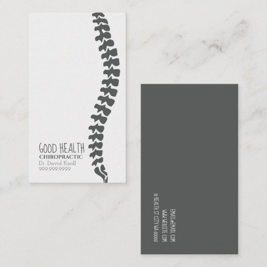 Chiropraktor Chiropractic Health Wellness Clinic Visitenkarte (Vorne/Hinten)