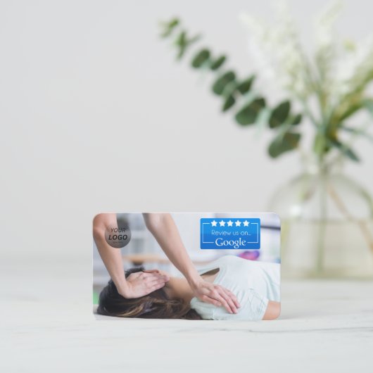 Chiropraktor Google Review Template mit QR - Visitenkarte (Stehend Vorderseite)
