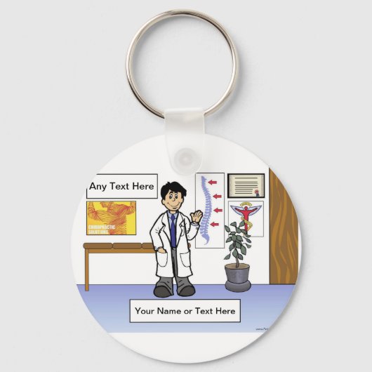 Chiropraktor - Männlicher Cartoon von Printed Perf Schlüsselanhänger (Vorderseite)