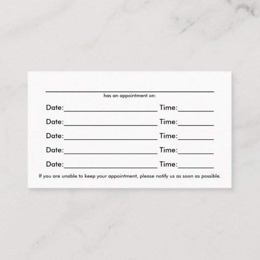 Chiropraktor-Mehrfach-Anstellungskarten der Wirbel Terminkarte (Rückseite)