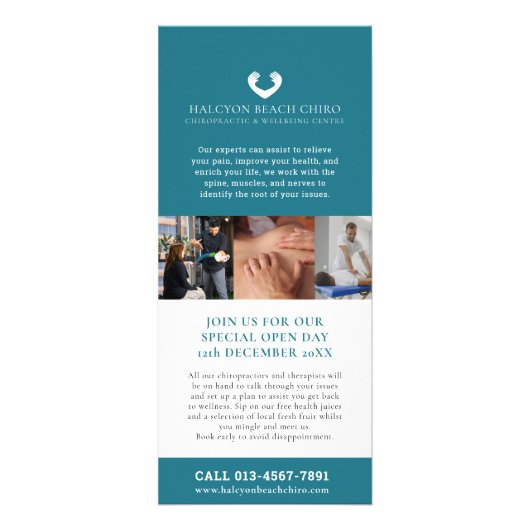 Chiropraktor Wellness Promotions Marketing aquamar Werbekarte (Vorne)