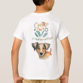 Chirp in Companiship" Cartoon Dog Watercolor T-Shirt (Rückseite)