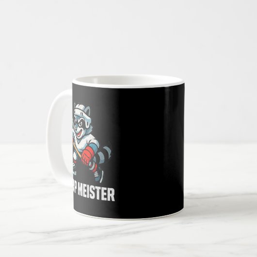 Chirp Meister Funny Hockey Raccoon Traalker  Kaffeetasse (Vorderseite Links)