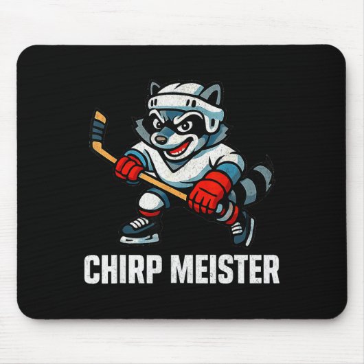 Chirp Meister Funny Hockey Raccoon Traalker Mousepad (Vorne)