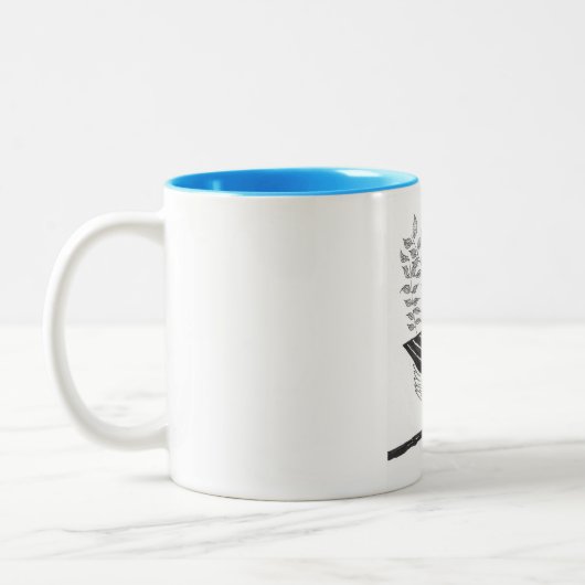 Chirpy Blue Wren Zweifarbige Tasse (Links)