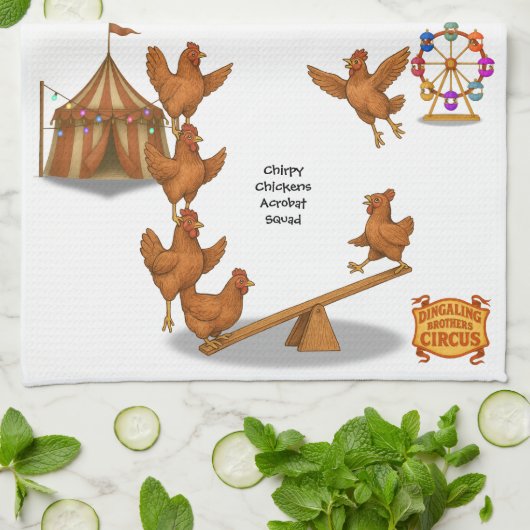 Chirpy Chickens acrobat squad Geschirrtuch (Gefaltet)