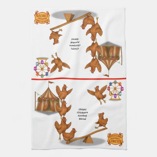 Chirpy Chickens acrobat squad Geschirrtuch (Vertikal)