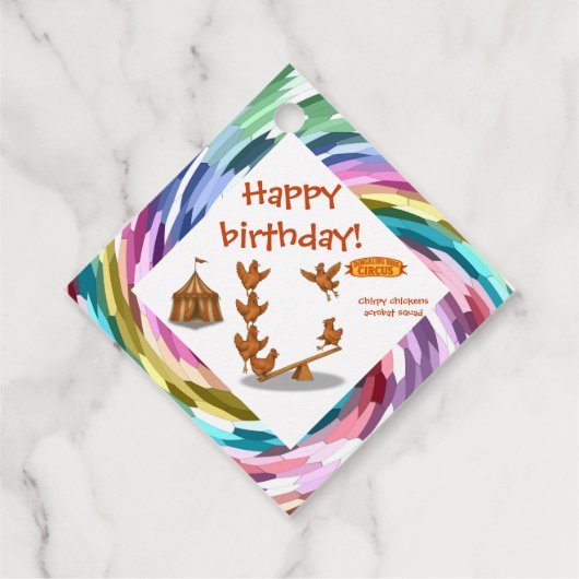 Chirpy Chickens Akrobatentrupp Geschenkanhänger (Rückseite)