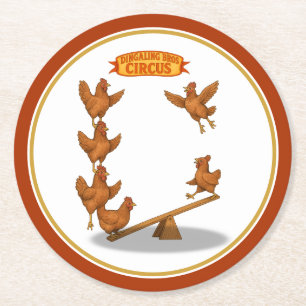 Chirpy Chickens Akrobatentrupp Runder Pappuntersetzer