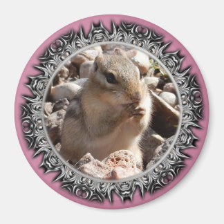 Chirpy Chipmunk Magnet (verblasste Grenze)